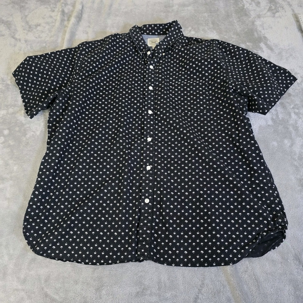 True Craft Shirt Mens XXL Black White Palm Tree All Over Print Casual Outdoors